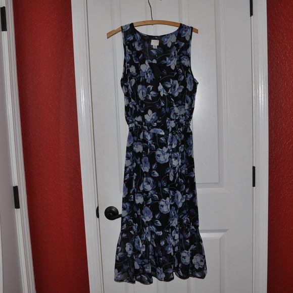 NEW A New Day Blue Floral Print Midi Dress [D2] - Picture 4 of 8